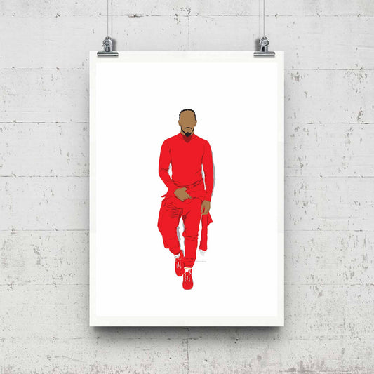 Lewis Hamilton Ferrari Portrait Digital Print Poster, Minimalist Wall Art Print Illustration Poster, 2025 F1 season
