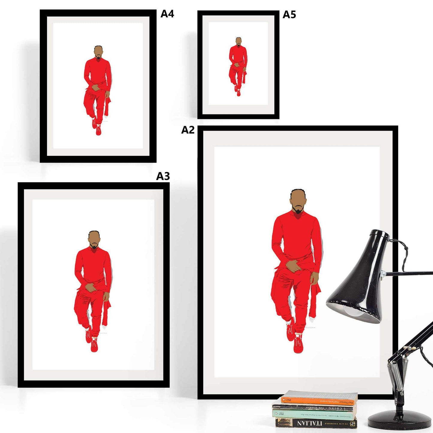 Lewis Hamilton Ferrari Portrait Digital Print Poster, Minimalist Wall Art Print Illustration Poster, 2025 F1 season