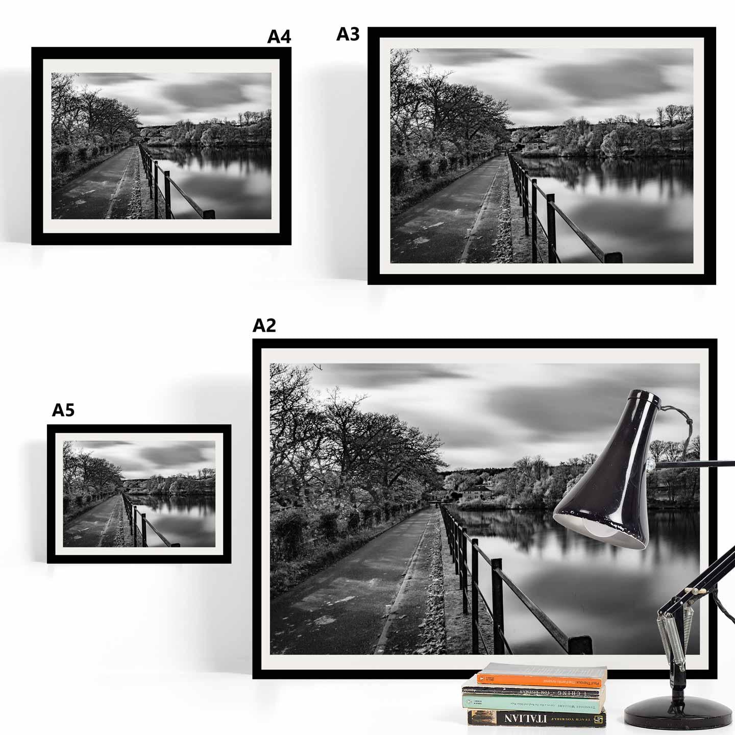 Peak District Countryside Landscape Fine Art Print in Black and White, A4, A3, A2