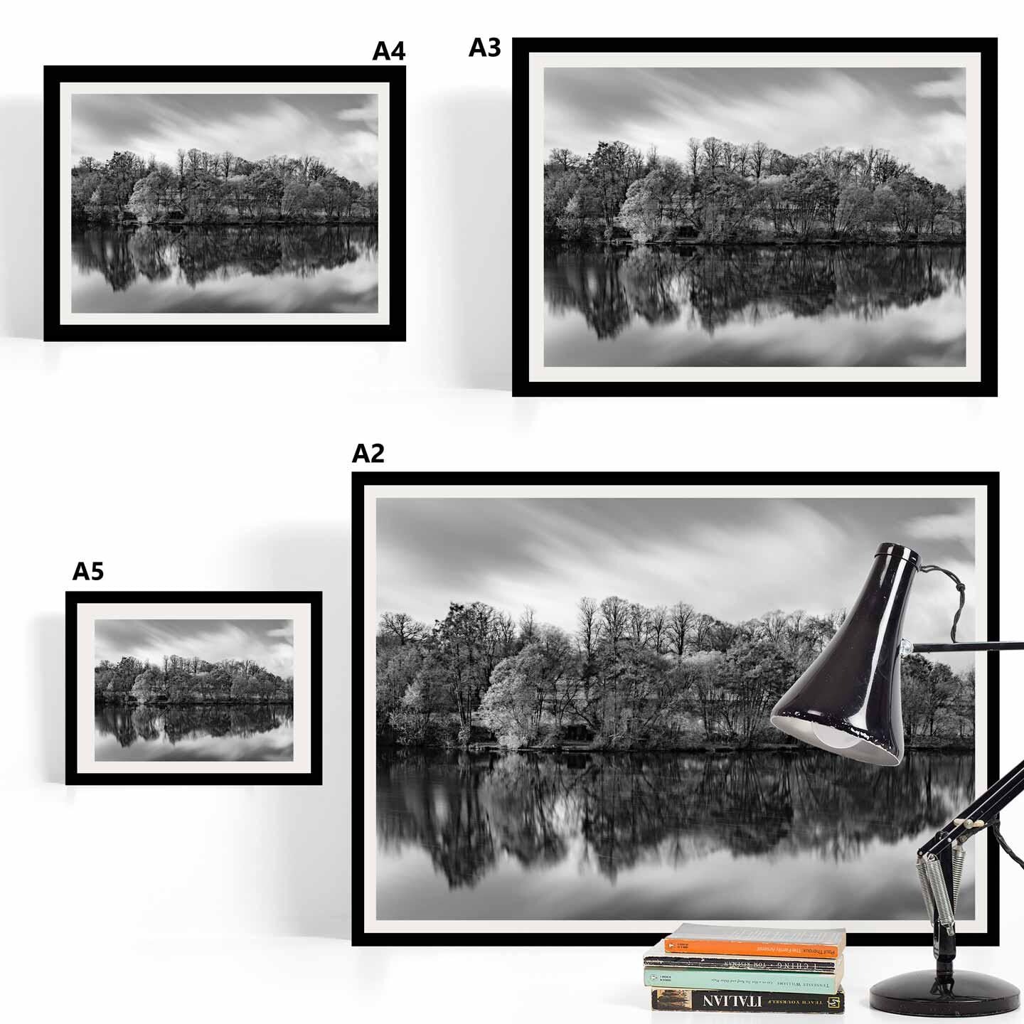 Peak District Countryside Landscape Fine Art Print in Black and White, A4, A3, A2