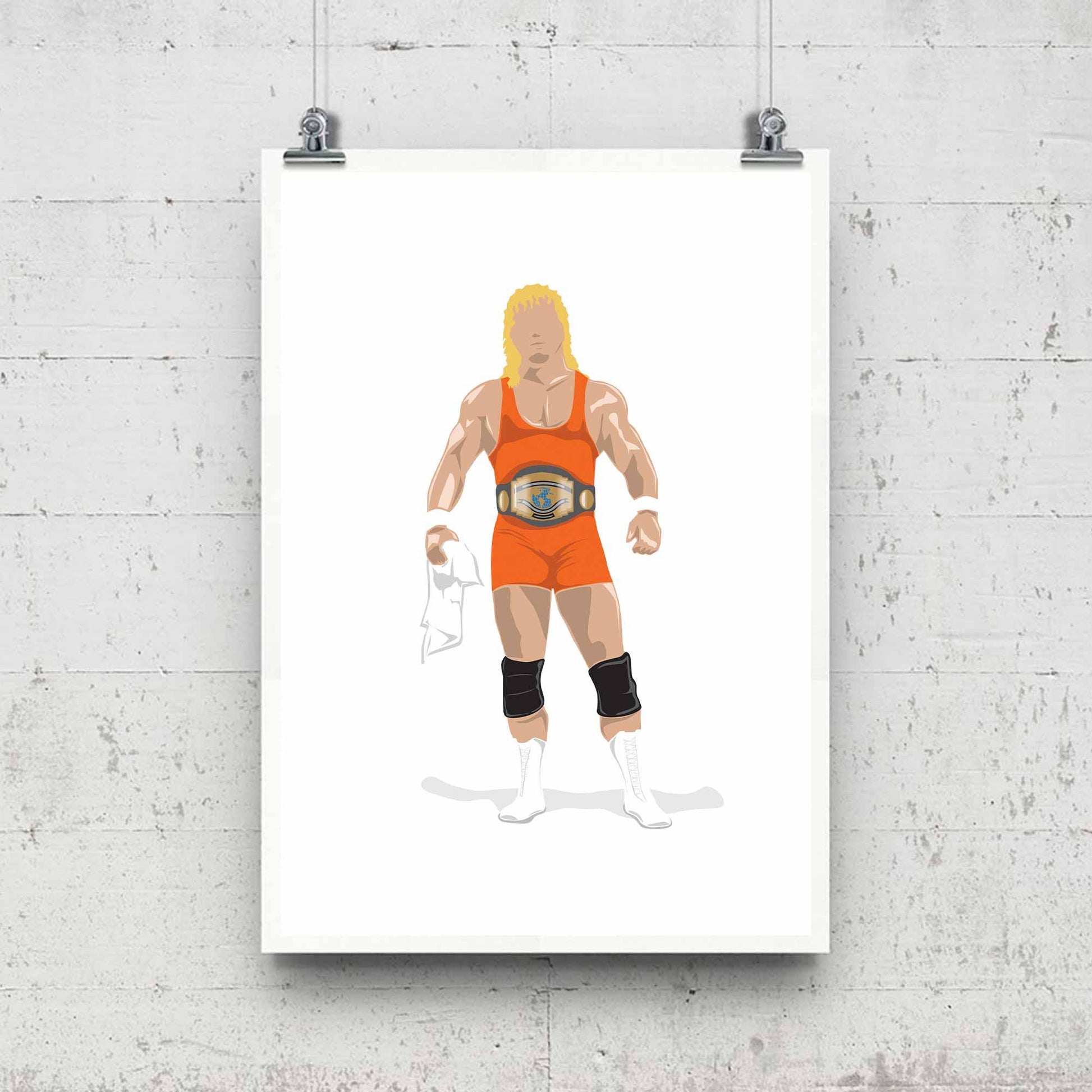 Mr Perfect Curt Hennig Minimal Wrestling Illustration, pop culture, Wall Art Print
