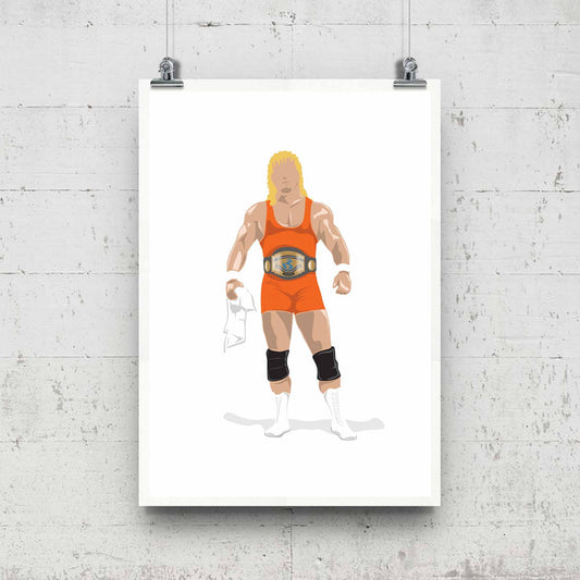 Mr Perfect Curt Hennig Minimal Wrestling Illustration, pop culture, Wall Art Print