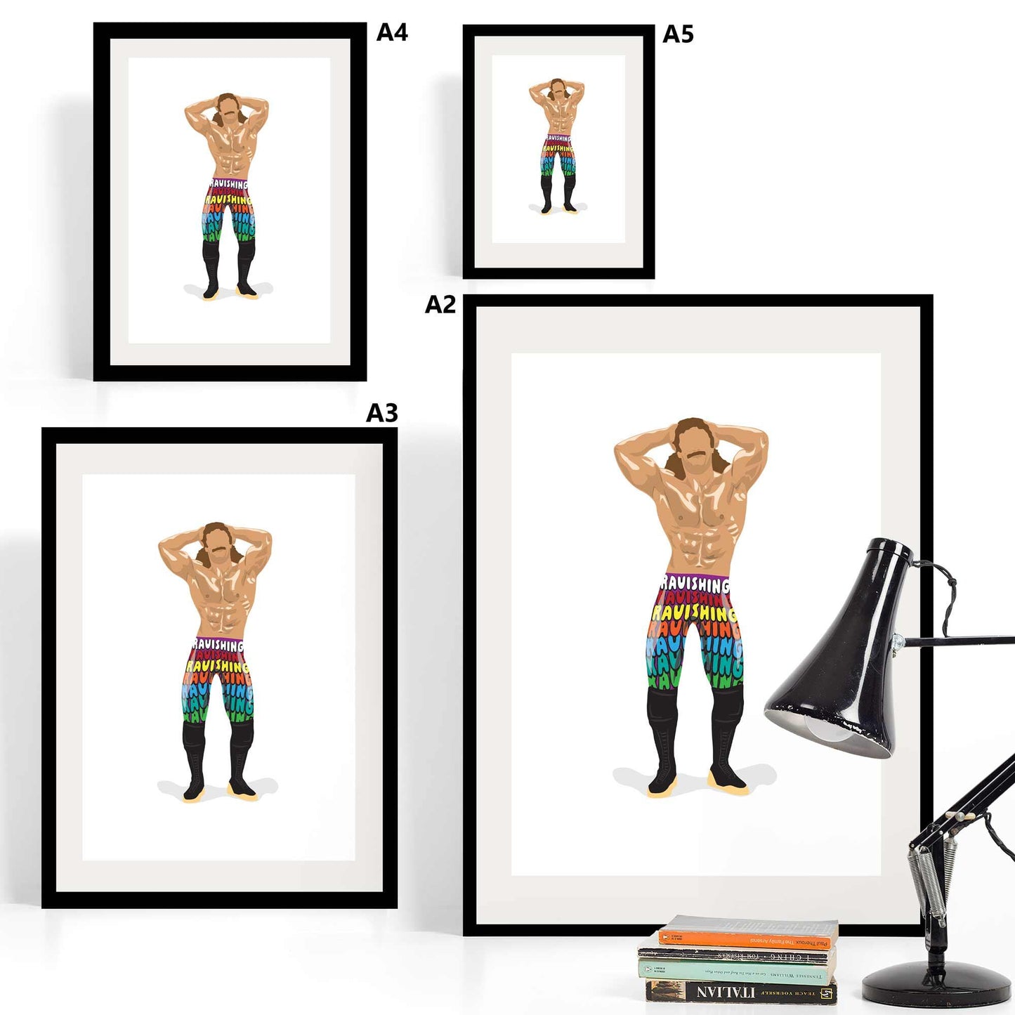 Ravishing Rick Rude Minimal Wrestling Illustration, pop culture, Wall Art Print