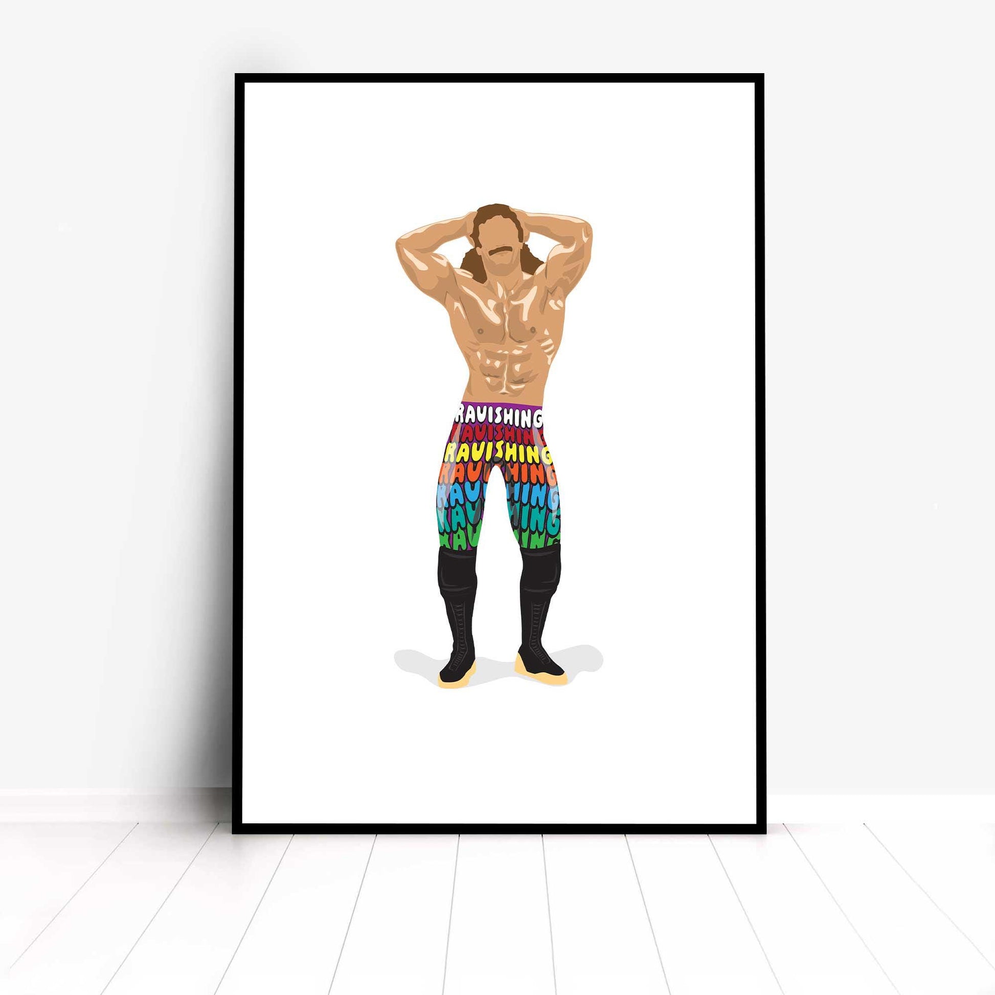 Ravishing Rick Rude Minimal Wrestling Illustration, pop culture, Wall Art Print