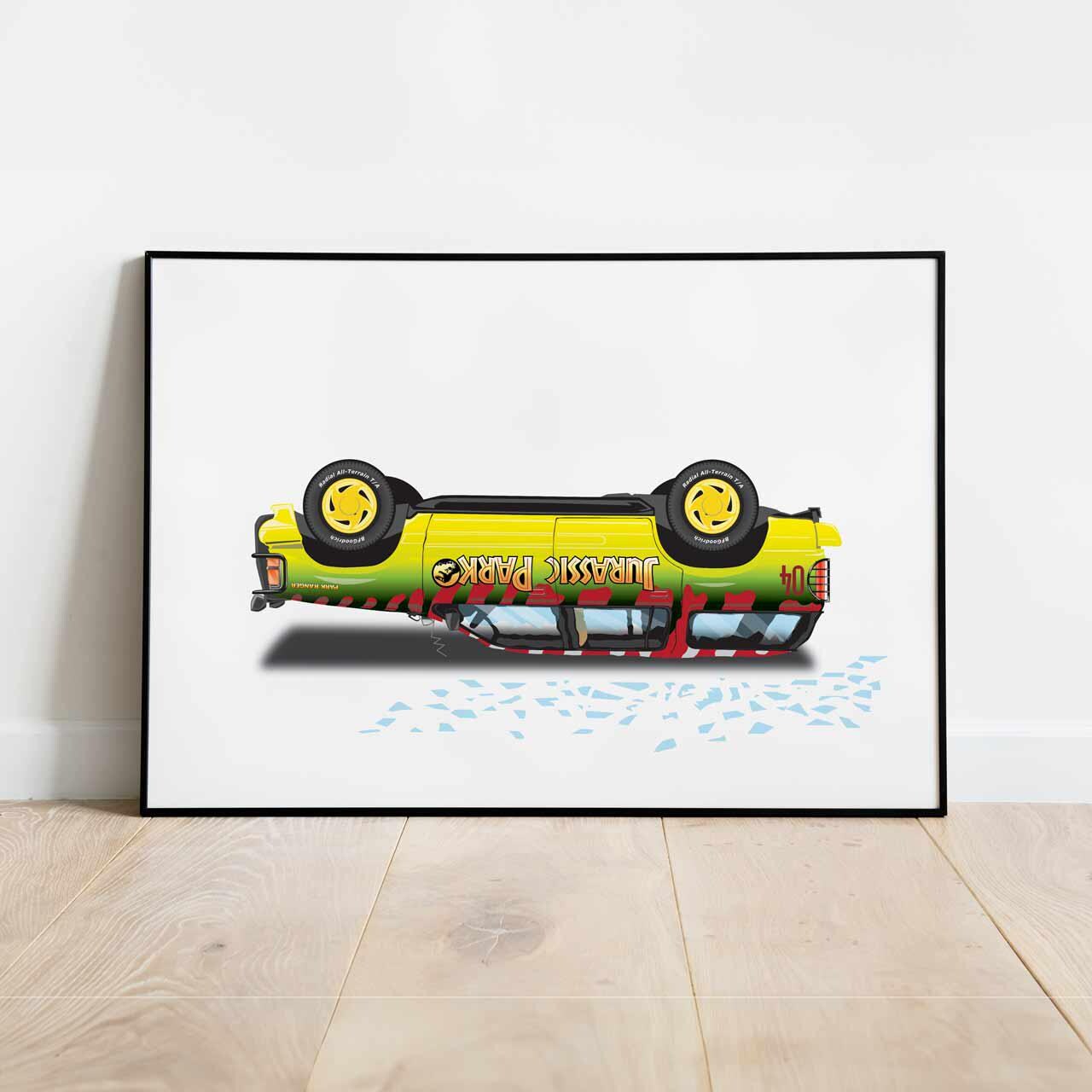 Jurassic Park Explorer Vehicle - Car Illustration, Handmade Artwork Print, Wall Art, Poster