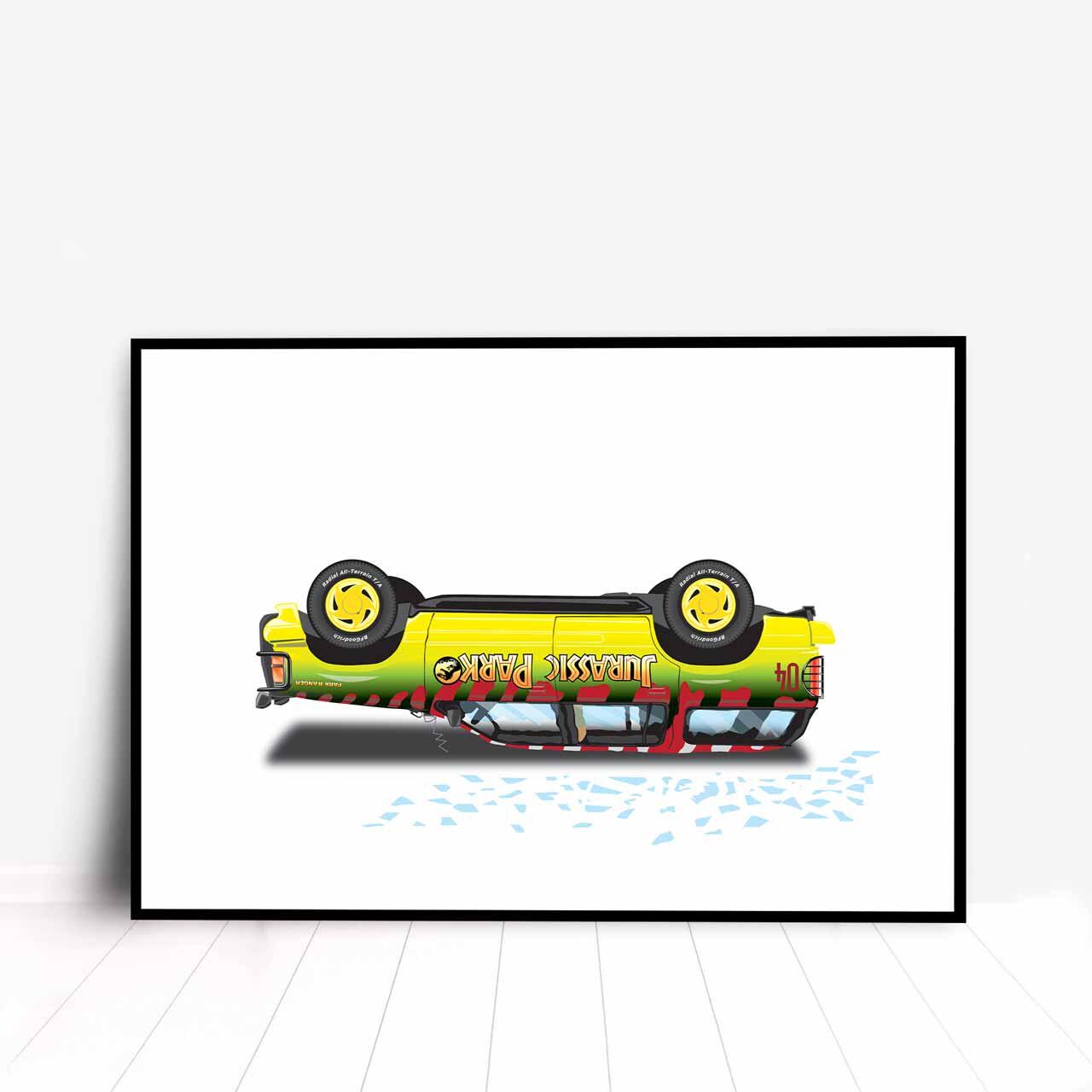 Jurassic Park Explorer Vehicle - Car Illustration, Handmade Artwork Print, Wall Art, Poster