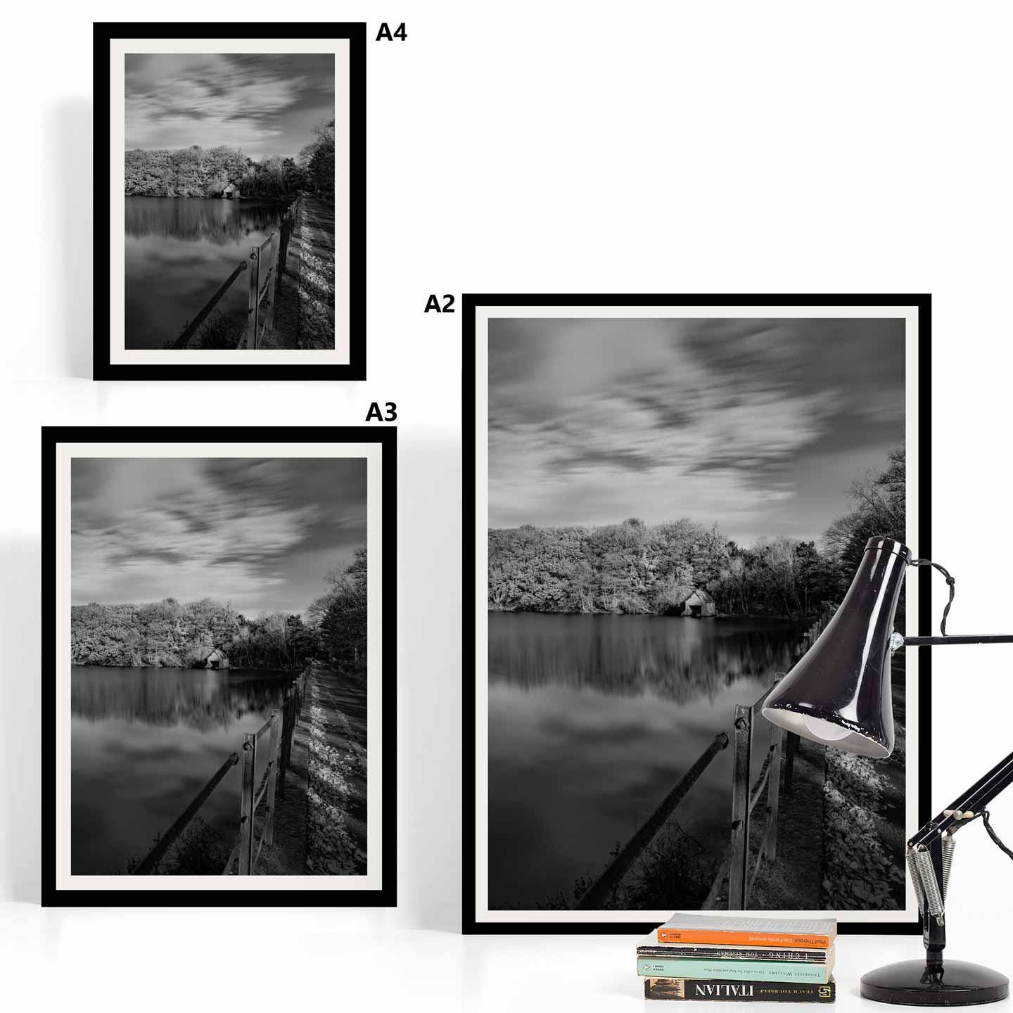 Peak District Countryside Landscape Fine Art Print in Black and White, A4, A3, A2