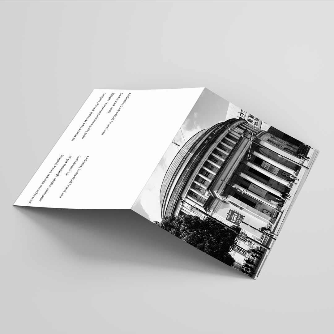 Manchester Greetings Card A5 to fit A5 Picture Frame, Street Photography, Wall Art, Manchester Library, Black and White Photography