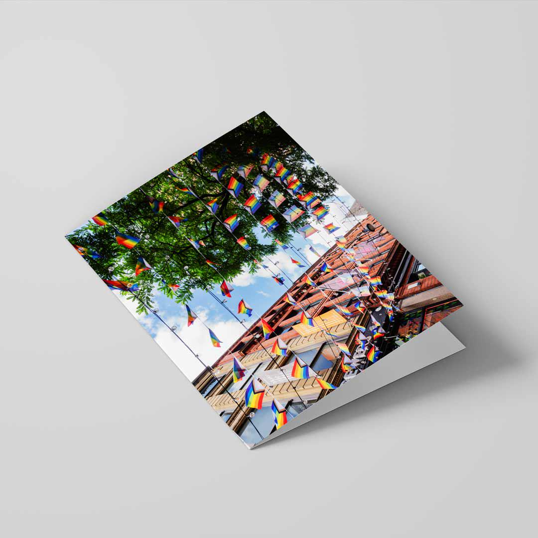 Manchester Rainbow Flag Greetings Card A5 to fit A5 Picture Frame, Street Photography, Wall Art