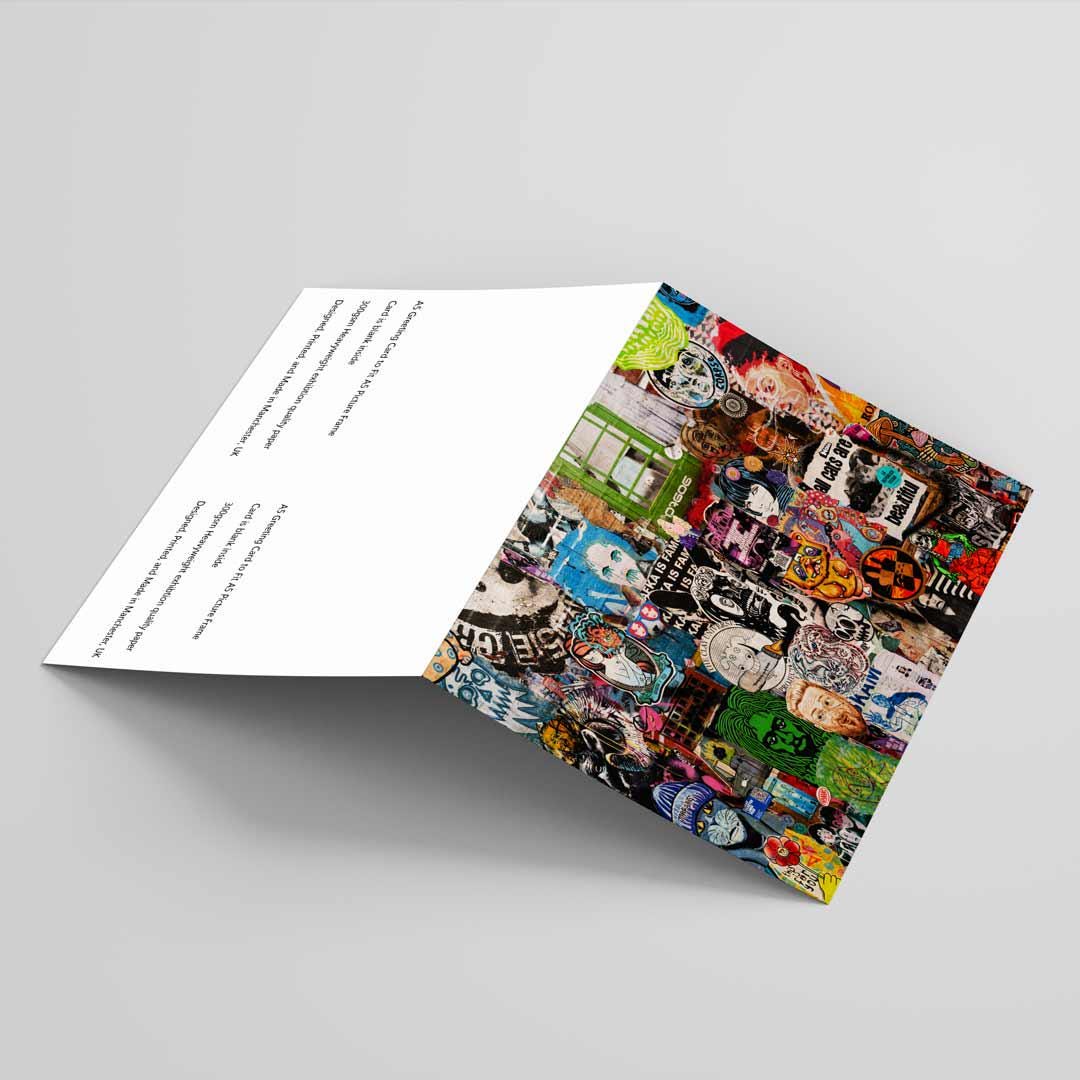 Colourful Creative Greetings Card A5 to fit A5 Picture Frame, Street Photography, Wall Art, Graffiti photo, Manchester print