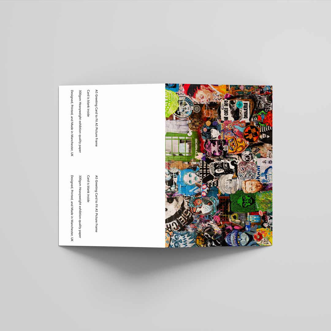 Colourful Creative Greetings Card A5 to fit A5 Picture Frame, Street Photography, Wall Art, Graffiti photo, Manchester print