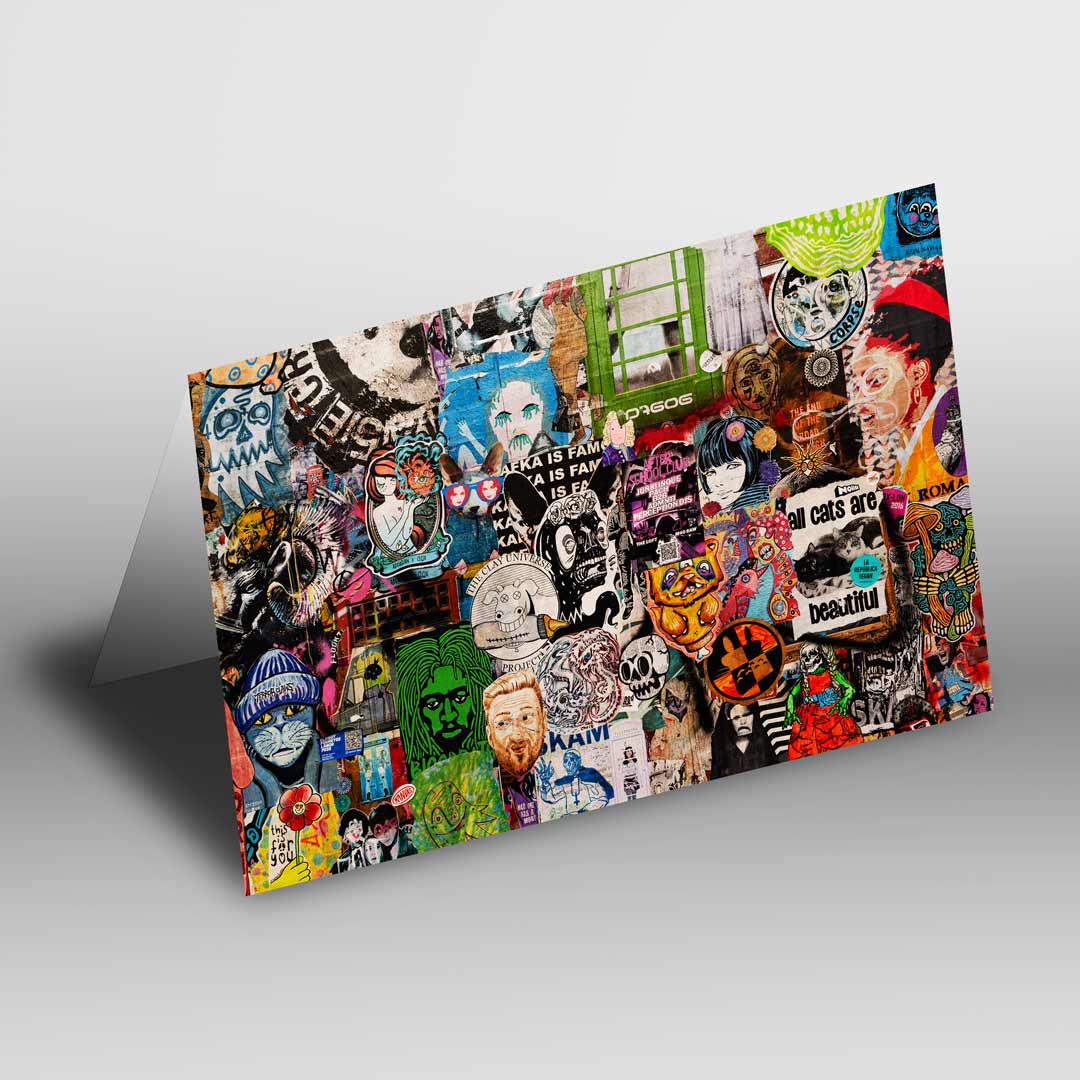 Colourful Creative Greetings Card A5 to fit A5 Picture Frame, Street Photography, Wall Art, Graffiti photo, Manchester print