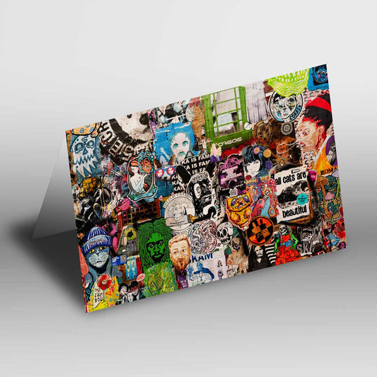 Colourful Creative Greetings Card A5 to fit A5 Picture Frame, Street Photography, Wall Art, Graffiti photo, Manchester print
