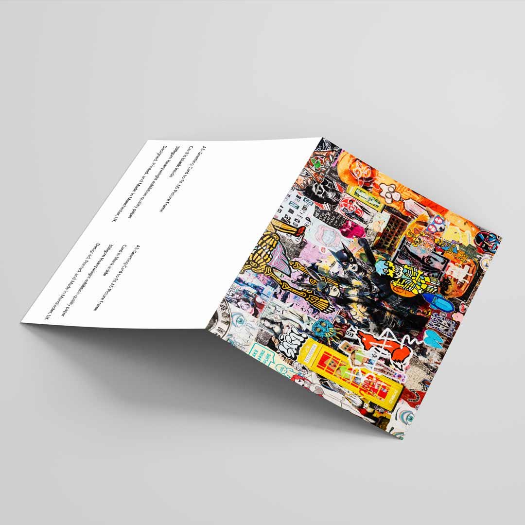 Colourful Creative Greetings Card A5 to fit A5 Picture Frame, Street Photography, Wall Art, Graffiti photo, Manchester print