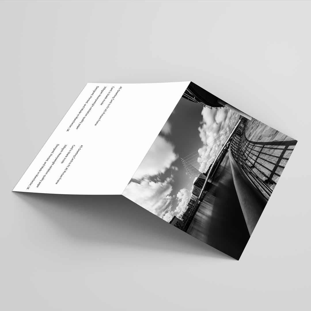 Black and White Greetings Card A5 to fit A5 Picture Frame, Street Photography, Wall Art, Media City, Salford Quays Manchester