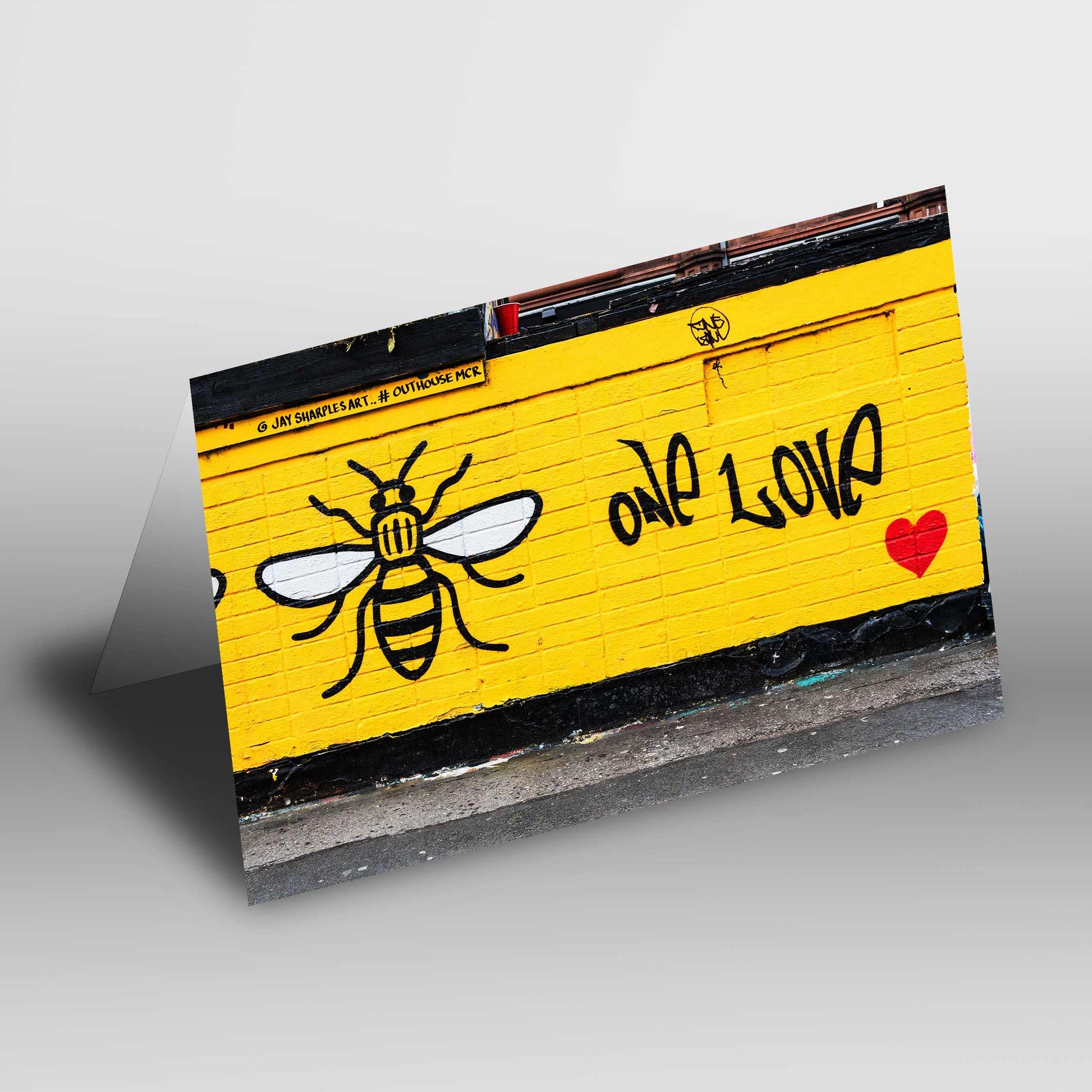 Manchester Bee Colourful Creative Greetings Card A5 to fit A5 Picture Frame, Street Photography, Wall Art, Graffiti photo, Manchester print