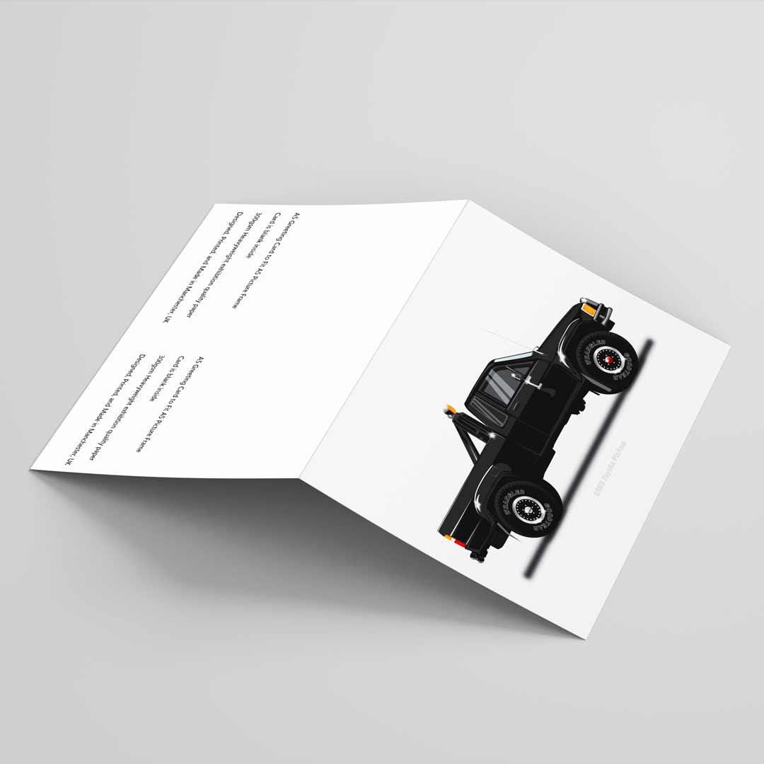 Back to the Future Themed Greetings Card A5 to fit A5 Picture Frame, 1985 Toyota Pickup Car Illustration, Minimalist Movie Car Fun Pop Art