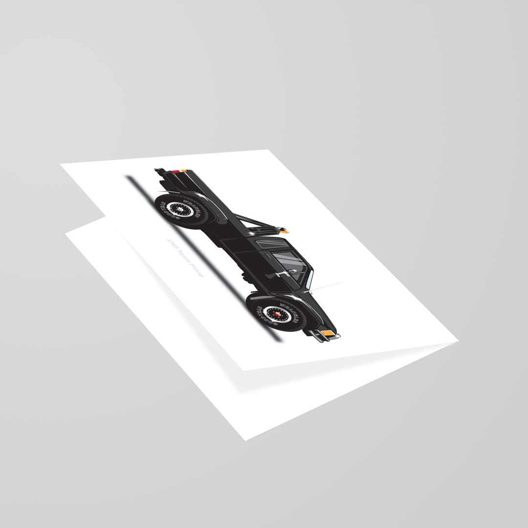 Back to the Future Themed Greetings Card A5 to fit A5 Picture Frame, 1985 Toyota Pickup Car Illustration, Minimalist Movie Car Fun Pop Art