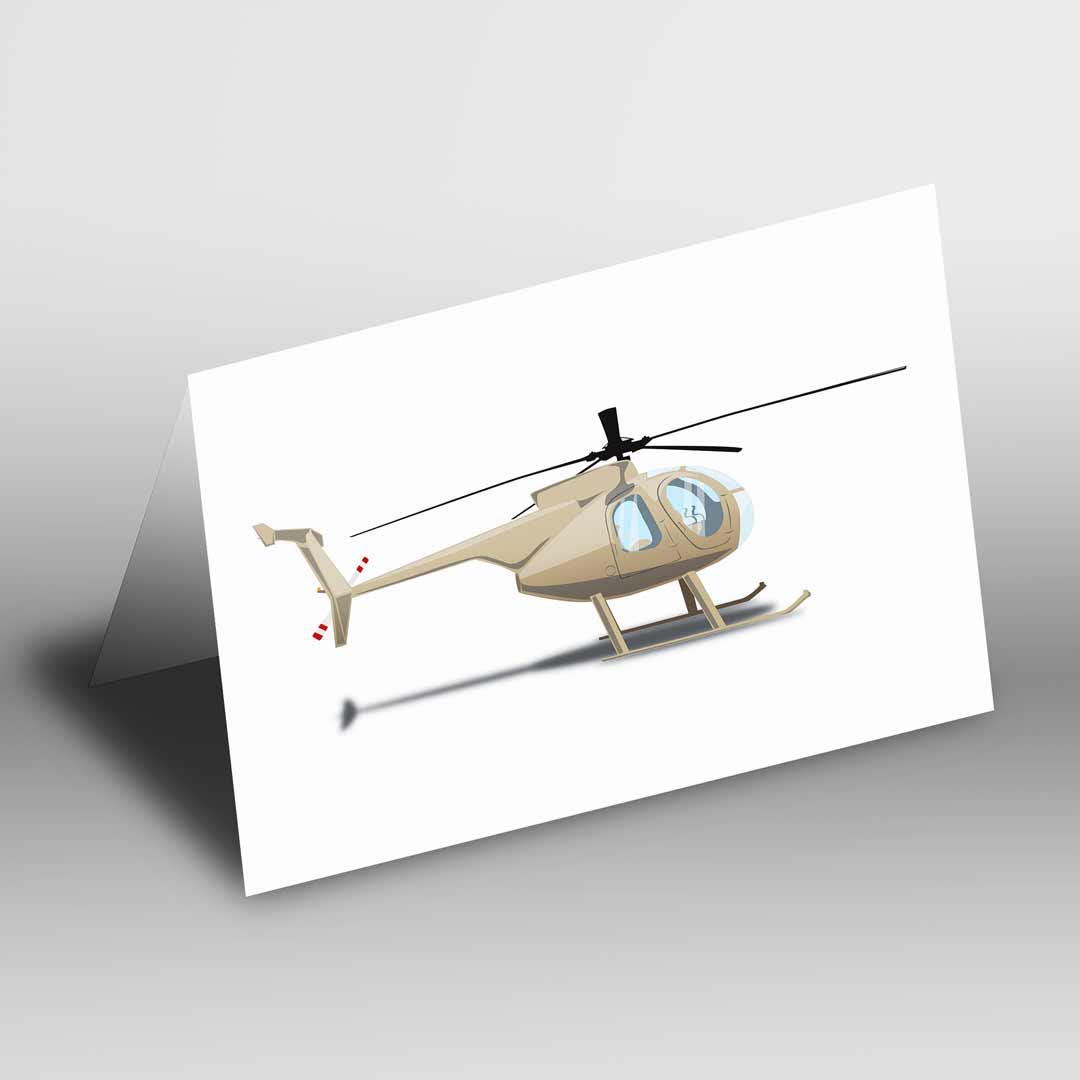 A-Team Helicopter Hughes 369D Greetings Card A5 to fit A5 Picture Frame, Illustration, Minimalist Fun Pop Art