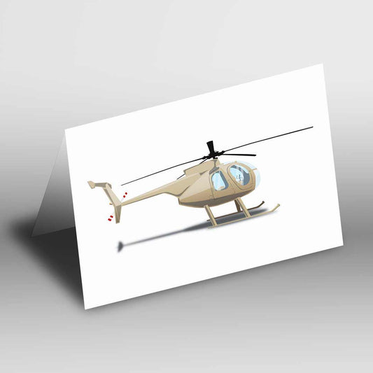 A-Team Helicopter Hughes 369D Greetings Card A5 to fit A5 Picture Frame, Illustration, Minimalist Fun Pop Art