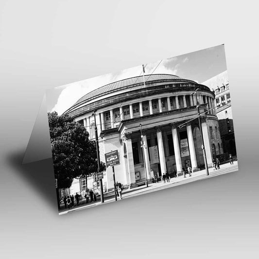 Manchester Greetings Card A5 to fit A5 Picture Frame, Street Photography, Wall Art, Manchester Library, Black and White Photography