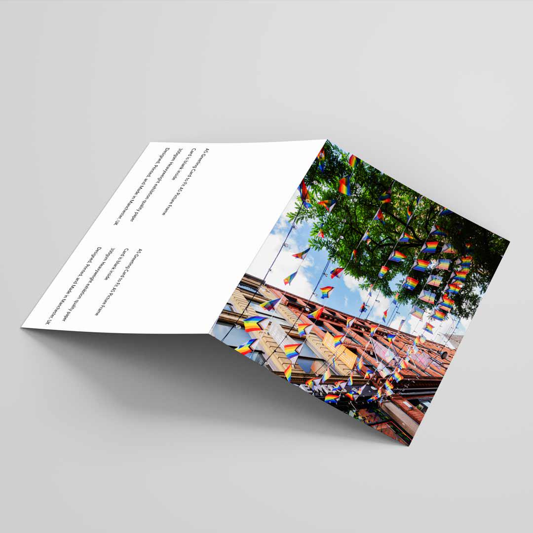 Manchester Rainbow Flag Greetings Card A5 to fit A5 Picture Frame, Street Photography, Wall Art