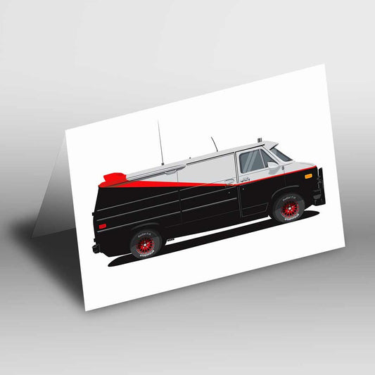 1980s GMC Vandura A-Team Van Greetings Card A5 to fit A5 Picture Frame, Illustration, Minimalist Fun Pop Art