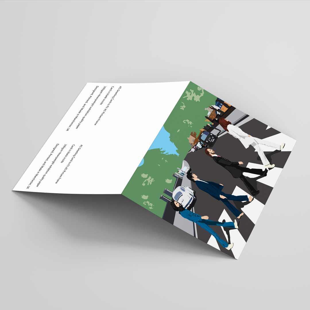 Beatles Poster. Abbey Road Greetings Card A5 to fit A5 Picture Frame, Illustration, Minimalist Fun Pop Art