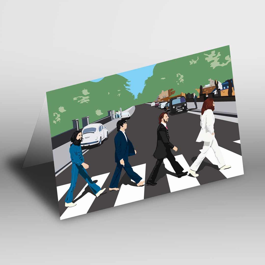 Beatles Poster. Abbey Road Greetings Card A5 to fit A5 Picture Frame, Illustration, Minimalist Fun Pop Art