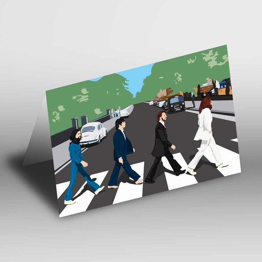 Beatles Poster. Abbey Road Greetings Card A5 to fit A5 Picture Frame, Illustration, Minimalist Fun Pop Art