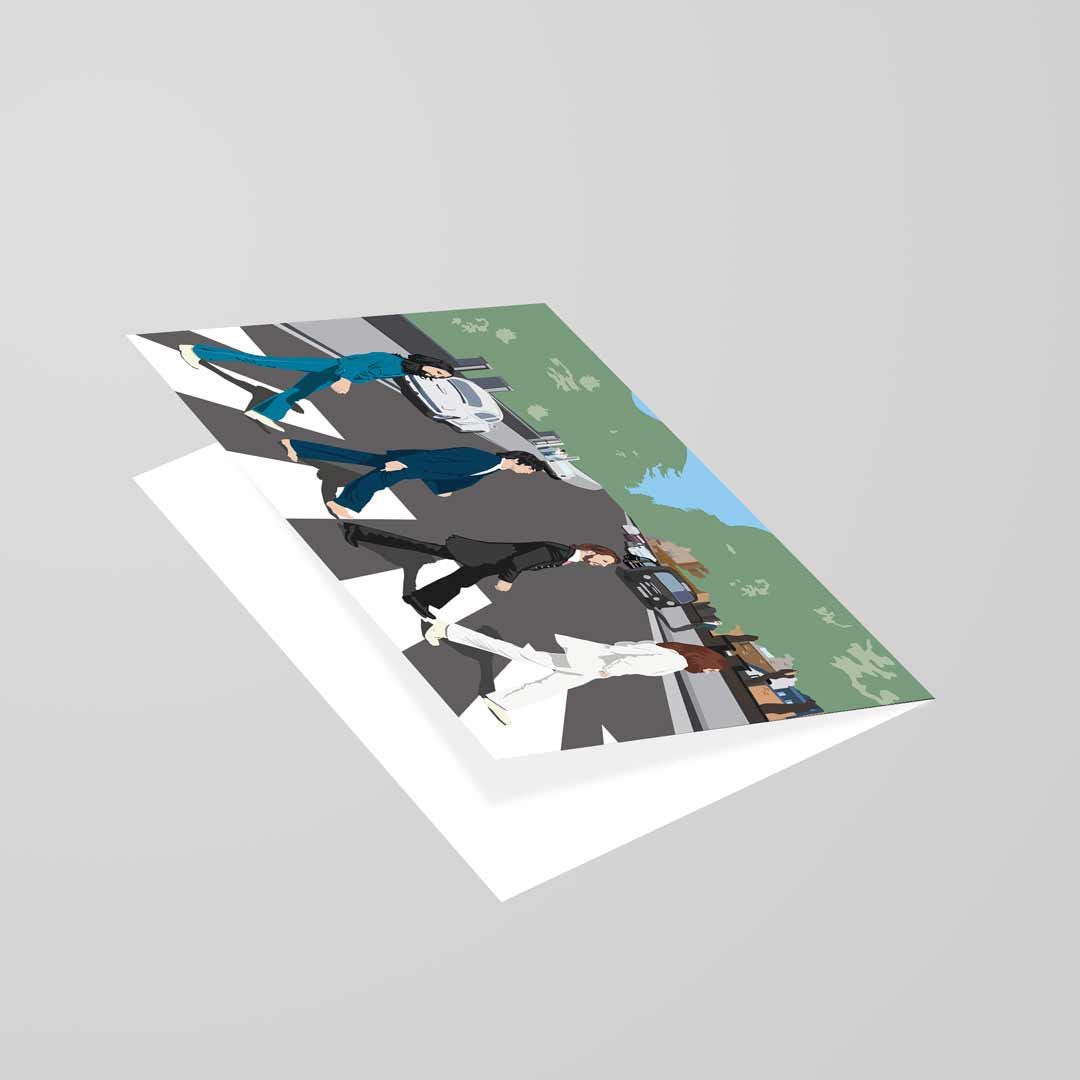 Beatles Poster. Abbey Road Greetings Card A5 to fit A5 Picture Frame, Illustration, Minimalist Fun Pop Art