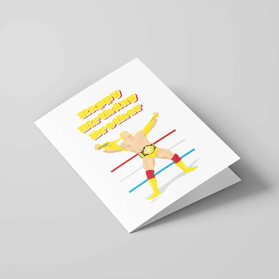 Hogan Wrestling Birthday Greetings Card A5 to fit A5 Retro Fun Pop, Wrestling Art
