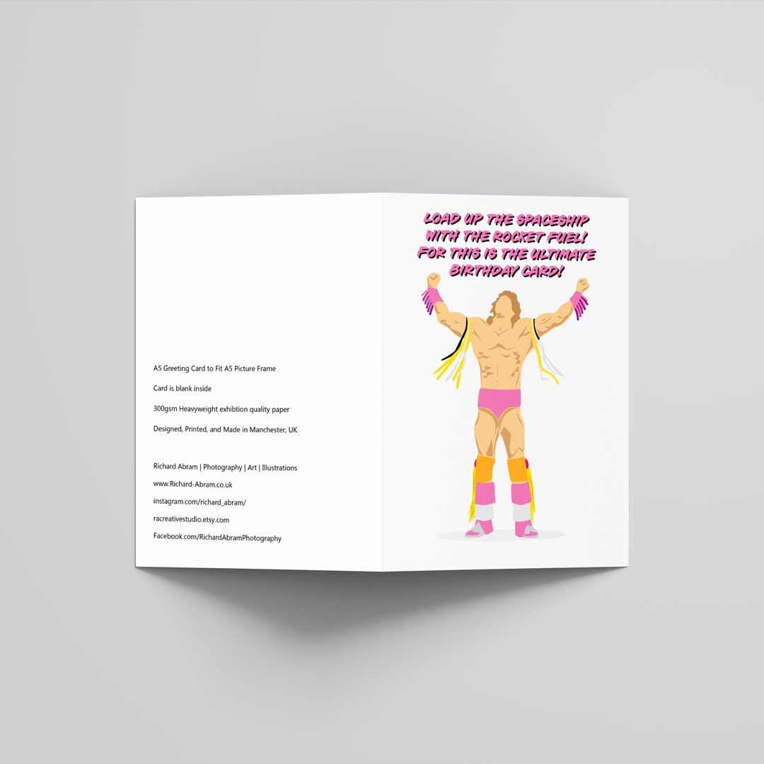 The Ultimate Wrestling Birthday Greetings Card A5 to fit A5 Retro Fun Pop, Wrestling Art