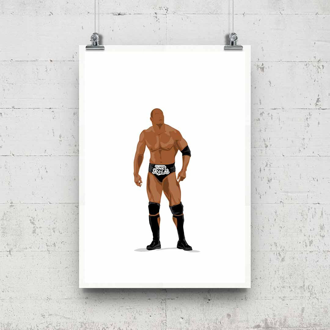 The Rock Minimal Wrestling Illustration, Wrestling Art, Wrestling Poster, Fun Pop Culture Wall Art Print