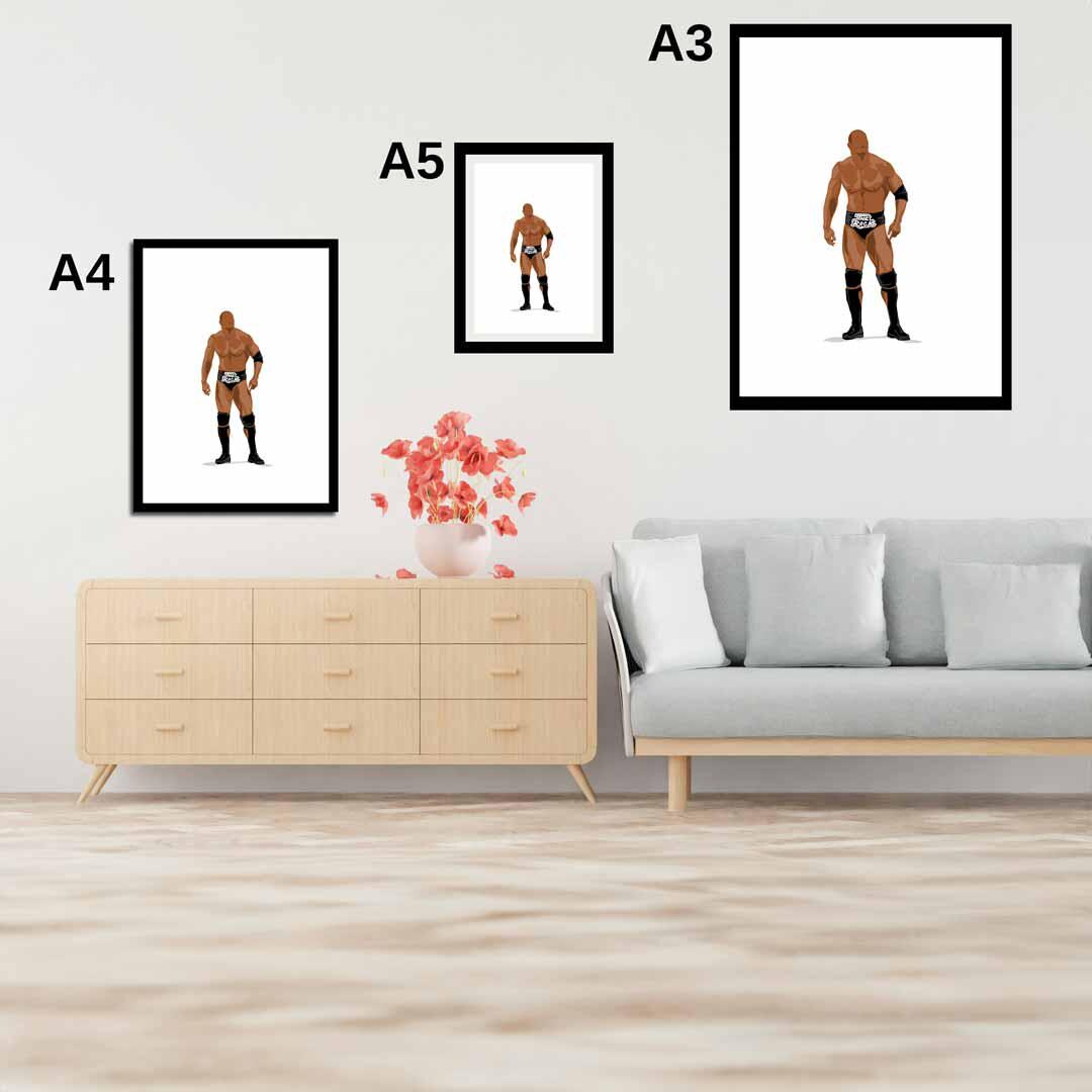 The Rock Minimal Wrestling Illustration, Wrestling Art, Wrestling Poster, Fun Pop Culture Wall Art Print