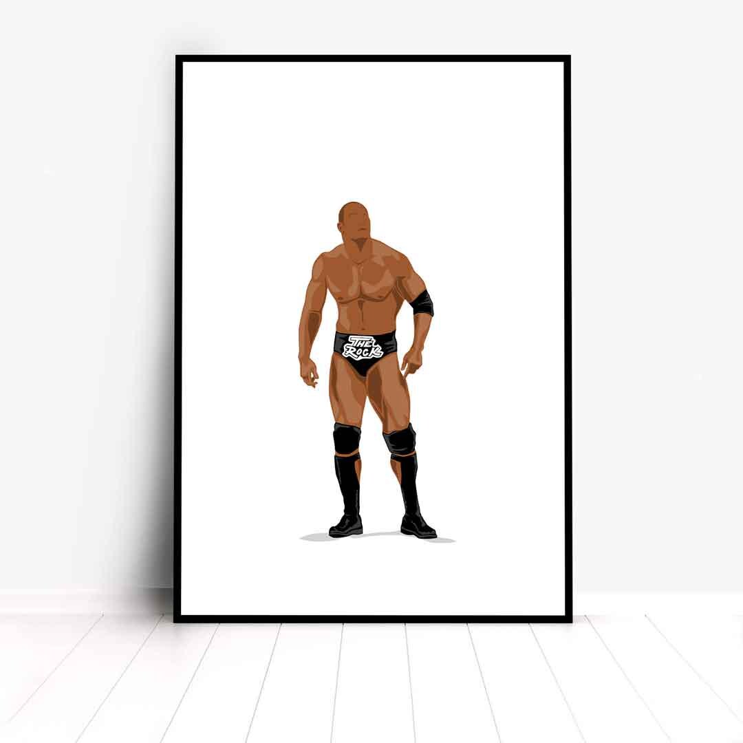 The Rock Minimal Wrestling Illustration, Wrestling Art, Wrestling Poster, Fun Pop Culture Wall Art Print