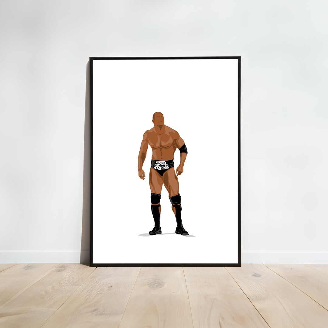 The Rock Minimal Wrestling Illustration, Wrestling Art, Wrestling Poster, Fun Pop Culture Wall Art Print