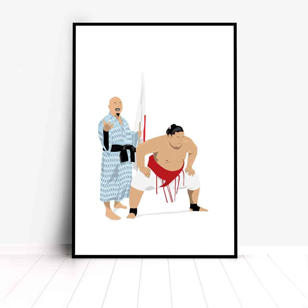 Minimal Wrestling Illustration, Wrestling Art, Wrestling Poster, Fun Pop Culture Wall Art Print