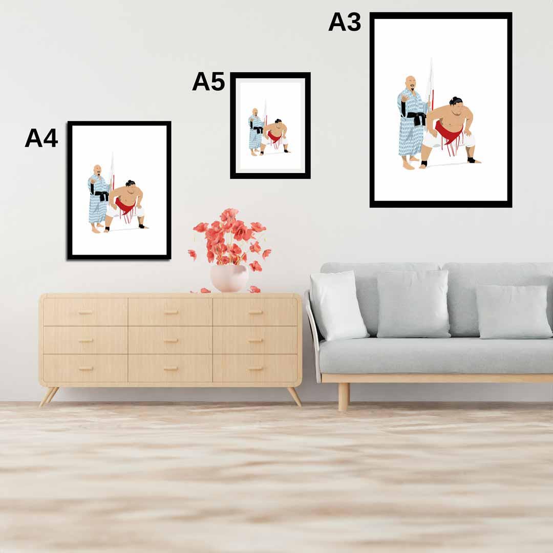 Minimal Wrestling Illustration, Wrestling Art, Wrestling Poster, Fun Pop Culture Wall Art Print
