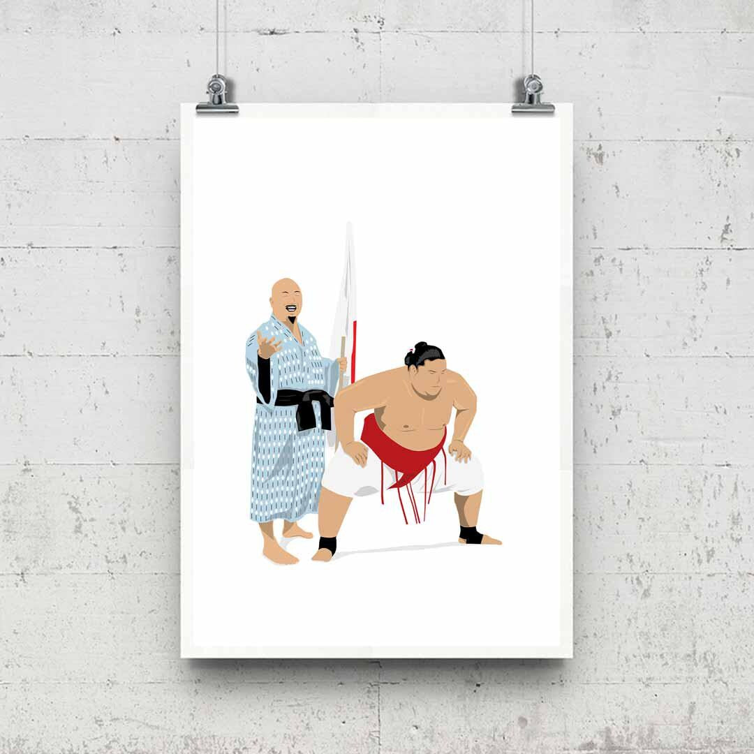 Minimal Wrestling Illustration, Wrestling Art, Wrestling Poster, Fun Pop Culture Wall Art Print