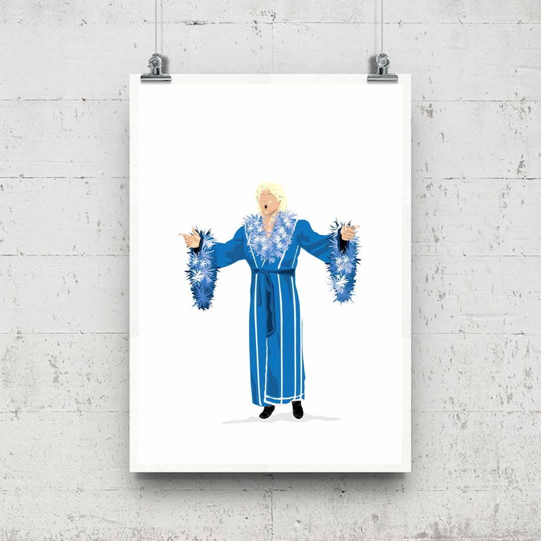 Ric Flair Minimal Wrestling Illustration, Wrestling Art, Wrestling Poster, Fun Pop Culture Wall Art Print