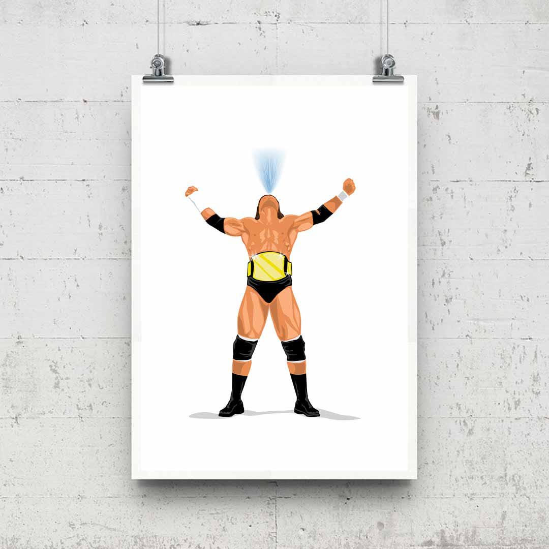 Triple H Illustration Minimal Wrestling Illustration, Wrestling Art, Wrestling Poster, Fun Pop Culture Wall Art Print
