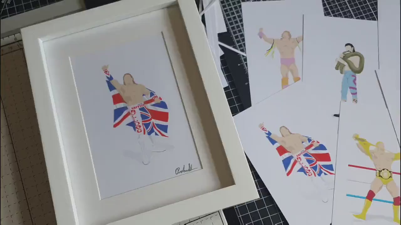 The British Bulldog Davey Boy Smith Minimal Wrestling Illustration, Fun Pop Culture Wall Art Print
