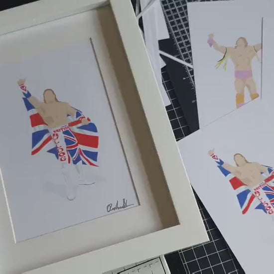 Bret Hart Minimal Wrestling Illustration, Fun Pop Culture Wall Art Print
