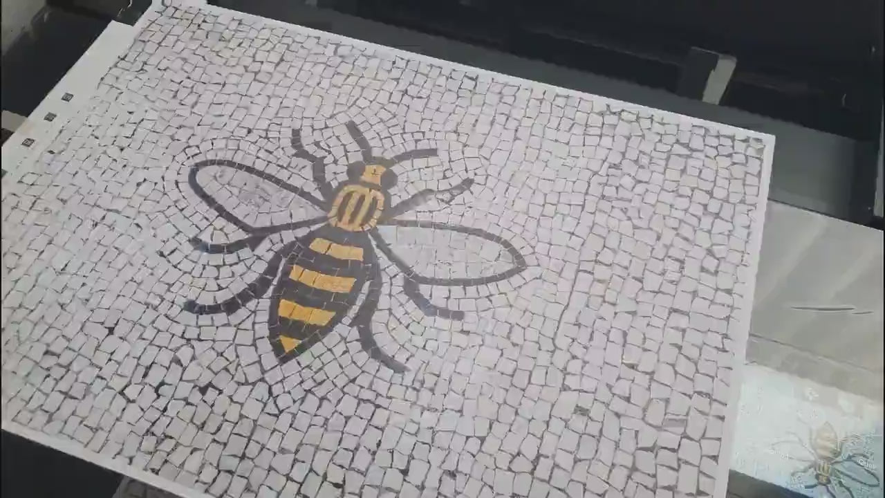 Manchester Worker Bee Mosaic Mancunian Fine Art Print, Manchester Town Hall Iconic Symbol, A4, A3, A2
